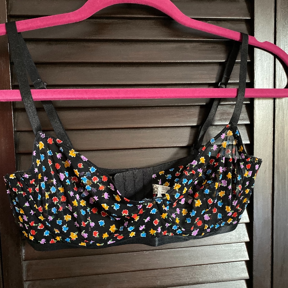 Free People Floral Bra Black